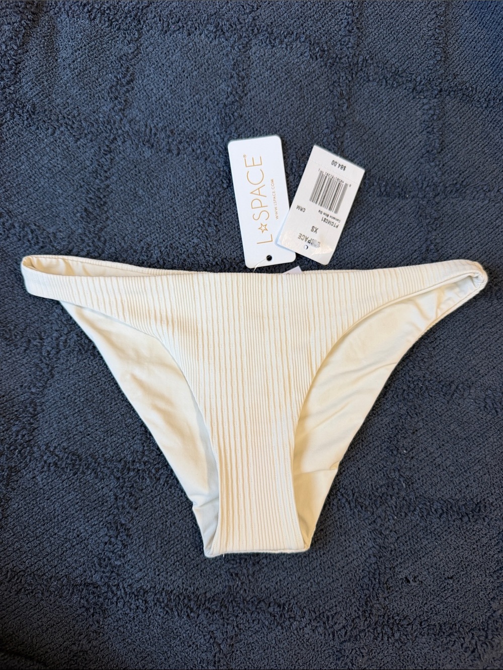 l*space Cream Ribbed Bikini Bottom XS